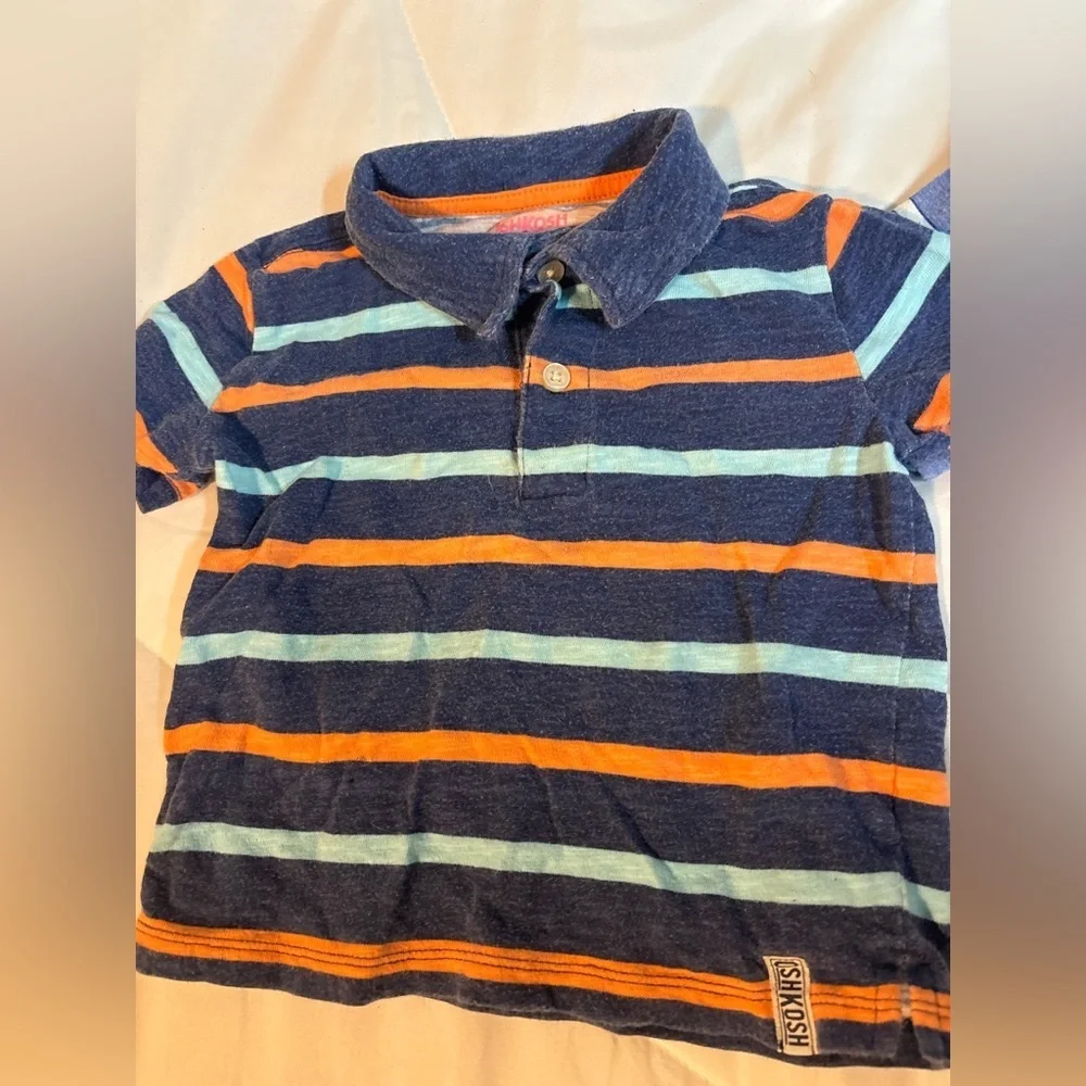 OshKosh B'gosh & Children’s place Striped Polo Shirts set of 2 - Navy & Blue 2T